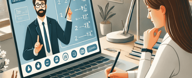Image showing A teacher is giving online tutoring classes to a student