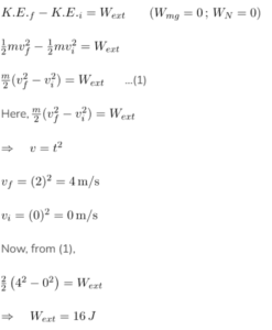 Work-energy theorem applied, showing kinetic energy change due to external work