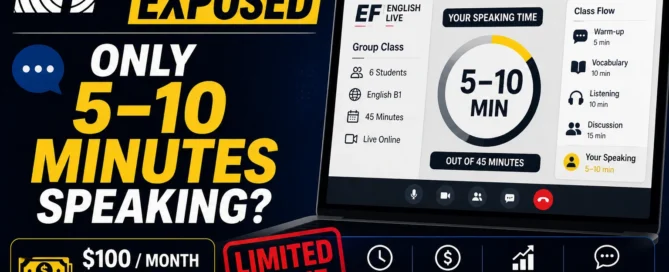 Image Shown: EF's $100Month Plan Delivers 5–10 Minutes of Speaking Time Per Class