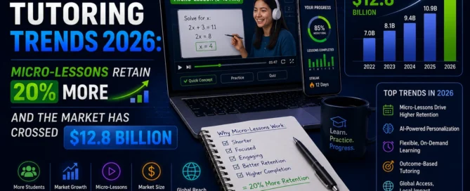 Image shown: Online Tutoring Trends 2026 Micro-Lessons Retain 20% More and the Market Has Crossed $12.8 Billion