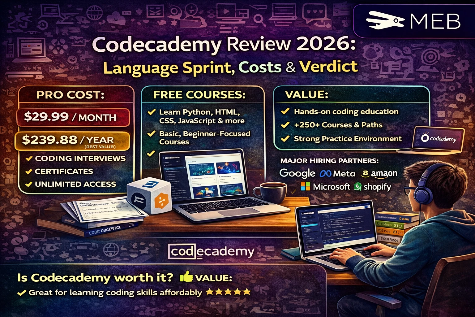 Codecademy Review 2026: Pro Cost, Free Courses & Value