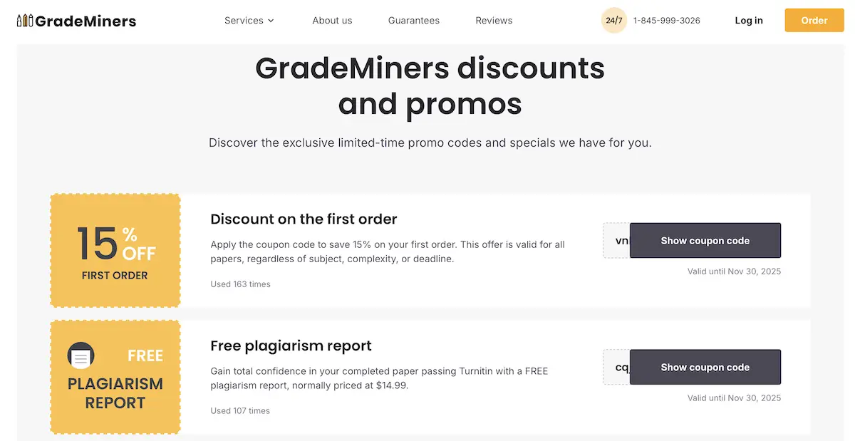 GradeMiners discount page