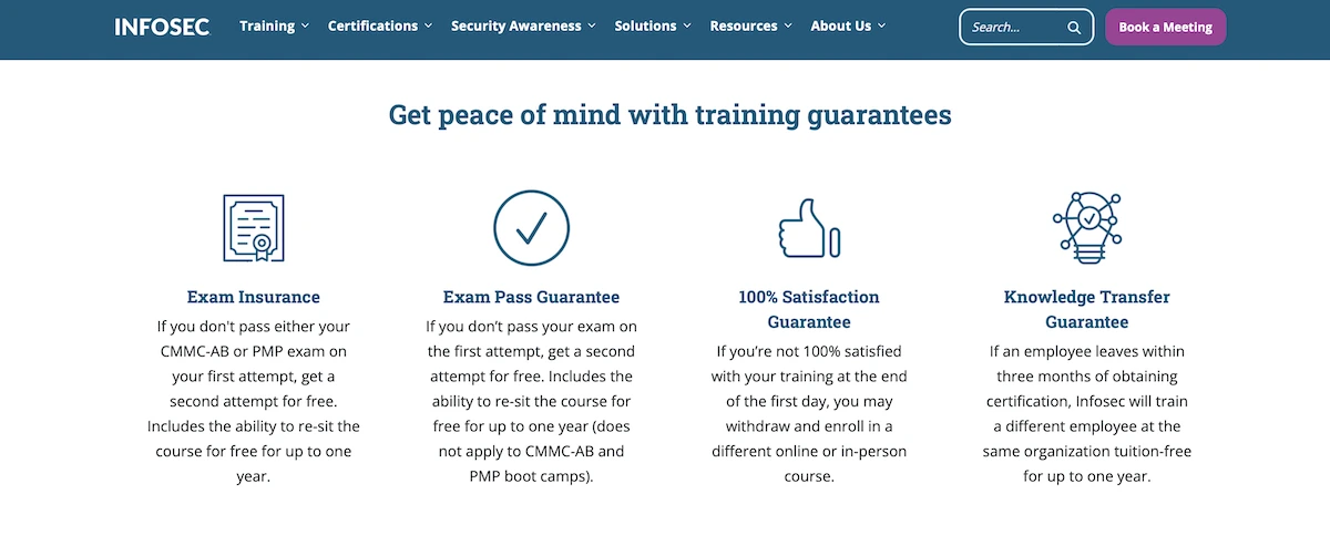 Infosec guarantee page