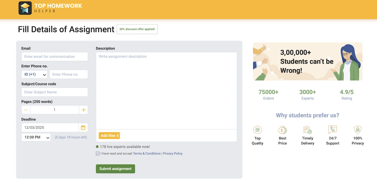 Top Homework Helpers order page