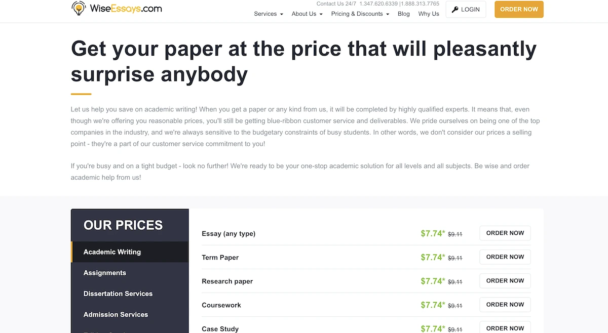 WiseEssays Pricing