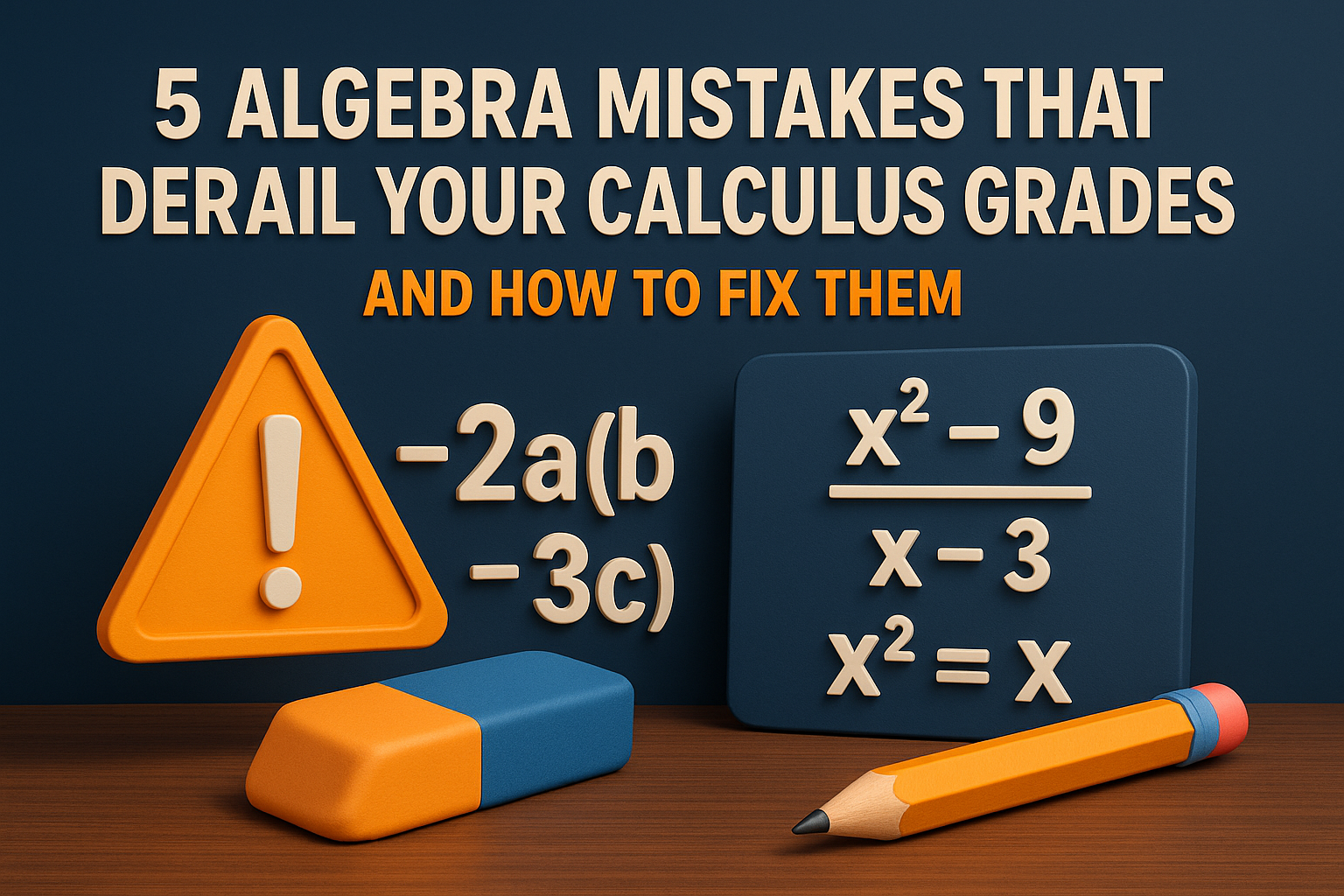 The image shown is 5 Algebra mistakes that derail your calculus grades