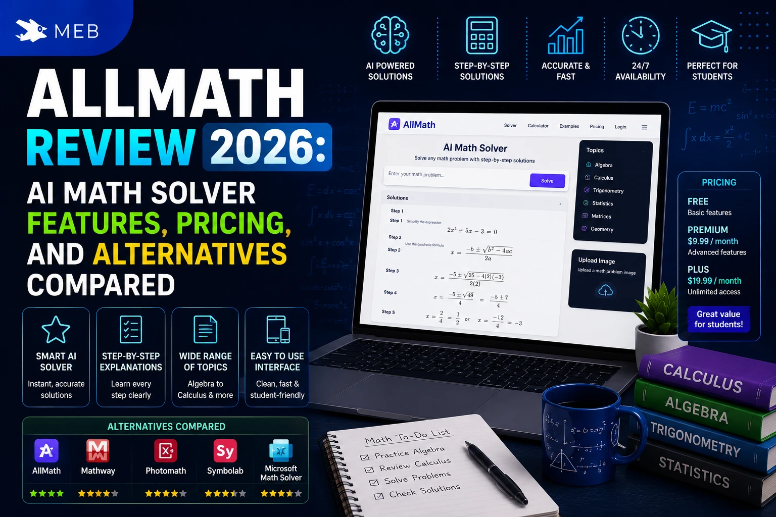 Image Shown: AllMath Review 2026 AI Math Solver Features, Pricing, and Alternatives Compared