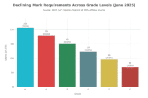 The image shows declining mark requirements across grade levels