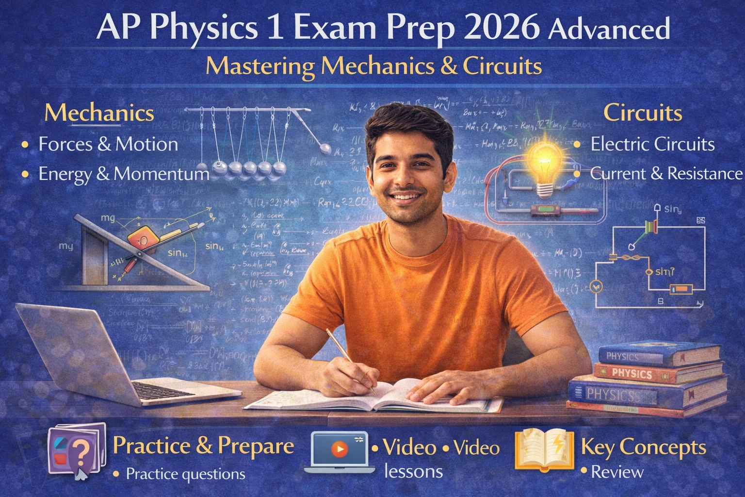 AP Physics 1 Exam Prep 2026 Advanced: Mastering Mechanics & Circuits