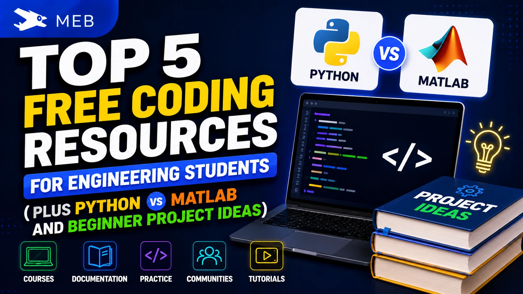 Image shown: Top 5 Free Coding Resources for Engineering Students (Plus Python vs MATLAB and Beginner Project Ideas)