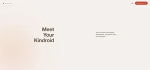 Image shown: Kindroid AI companion voice call and chat interface