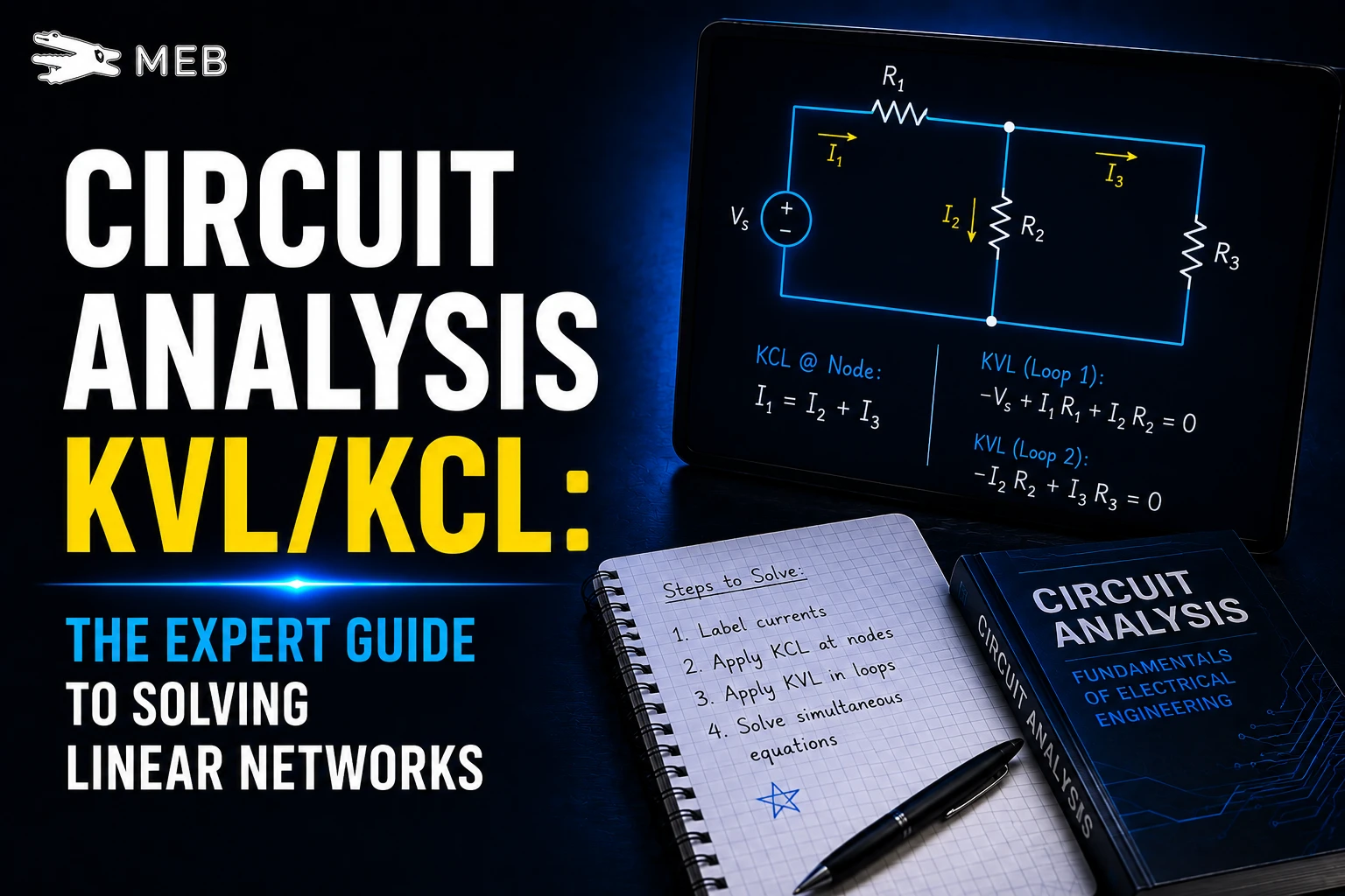 Image Shown: Circuit Analysis KVLKCL The Expert Guide to Solving Linear Networks