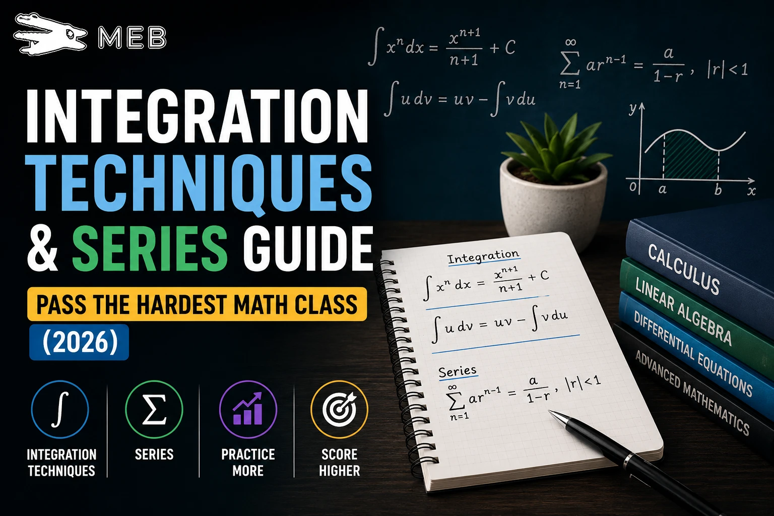 Image Shown: Integration Techniques & Series Guide Pass the Hardest Math Class (2026)