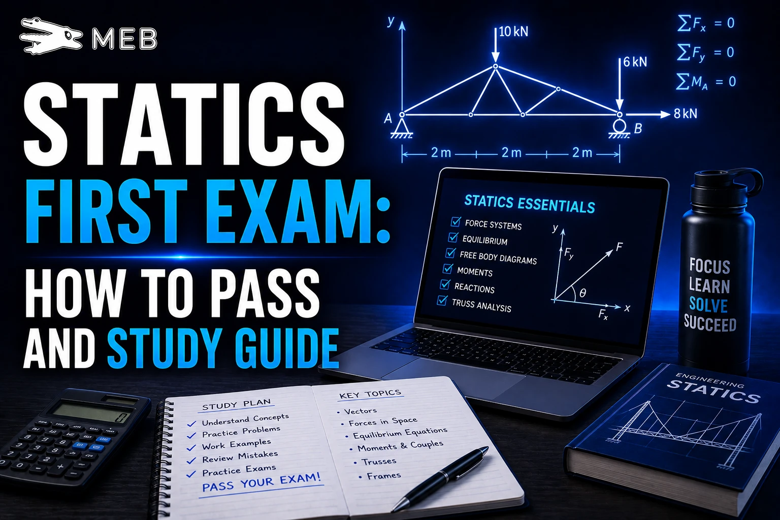 Image Shown: Statics First Exam How to Pass and Study Guide